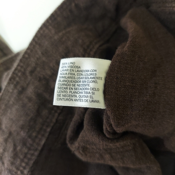 St Johns Bay Capris Linen Blend Capris Womens 14 Brown Drawstring Shorts - Picture 5 of 11